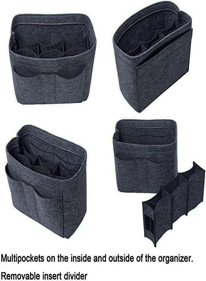 Advance Geotextiles Women Felt Purse Organizer Insert for Ladies Handbag, Tote, Hobo Bag Storage Purse Divider, Multiple Storage Compartment - Dark Grey(13.4x6.7x7.1) inch (X-Large) - Image 3